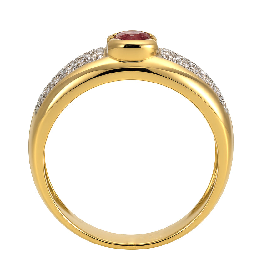 Anello - 18 carati Oro bianco, Oro giallo - 0.57ct. tw. Rubino - Diamante