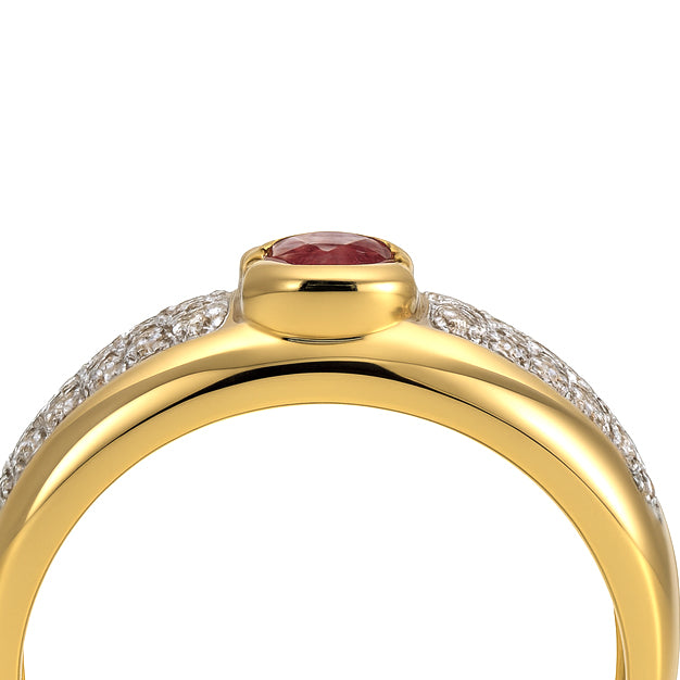 Anello - 18 carati Oro bianco, Oro giallo - 0.57ct. tw. Rubino - Diamante