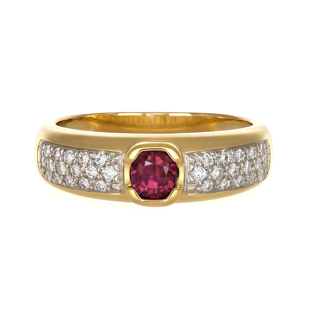Anello - 18 carati Oro bianco, Oro giallo - 0.57ct. tw. Rubino - Diamante
