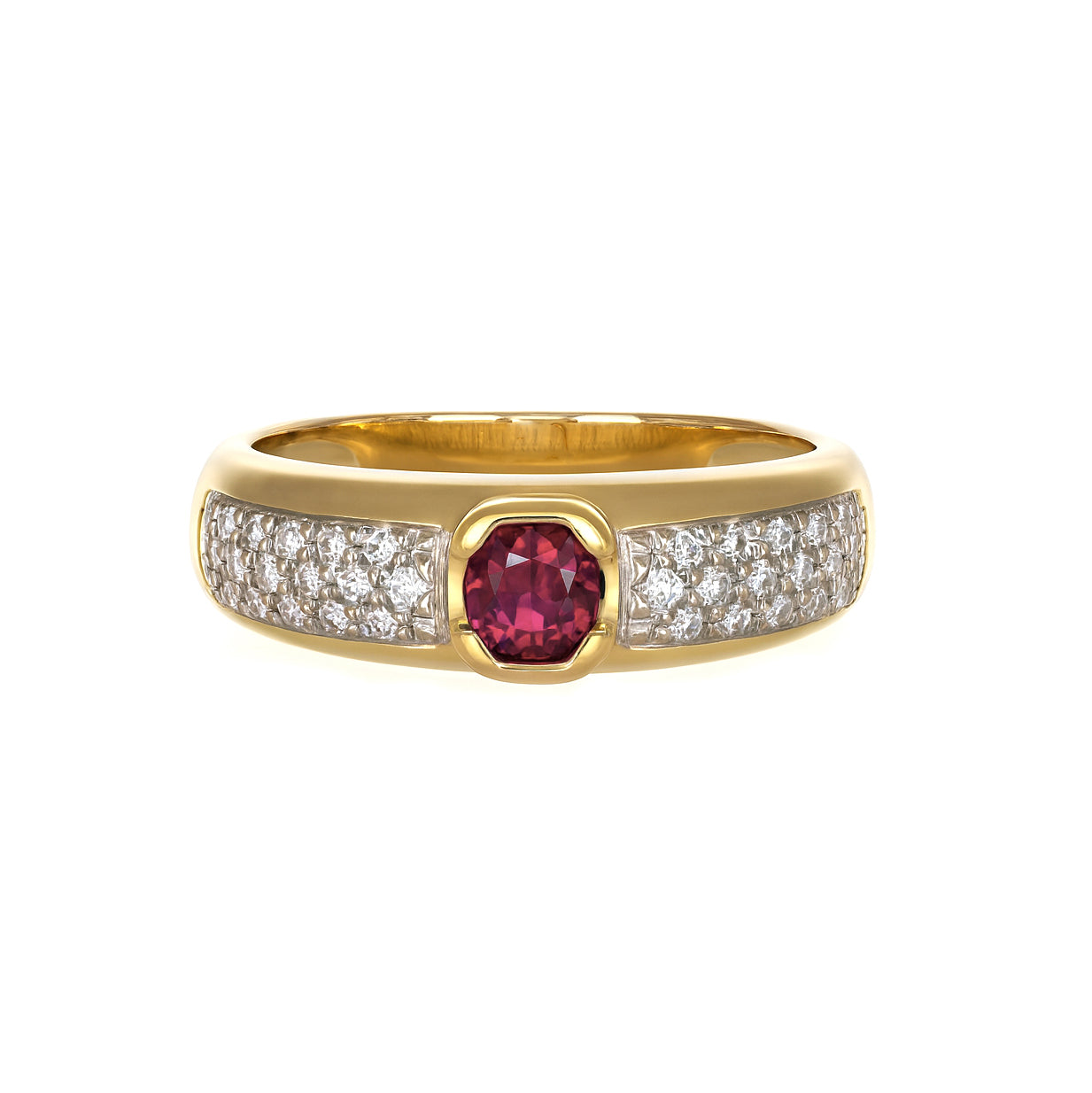 Anello - 18 carati Oro bianco, Oro giallo - 0.57ct. tw. Rubino - Diamante