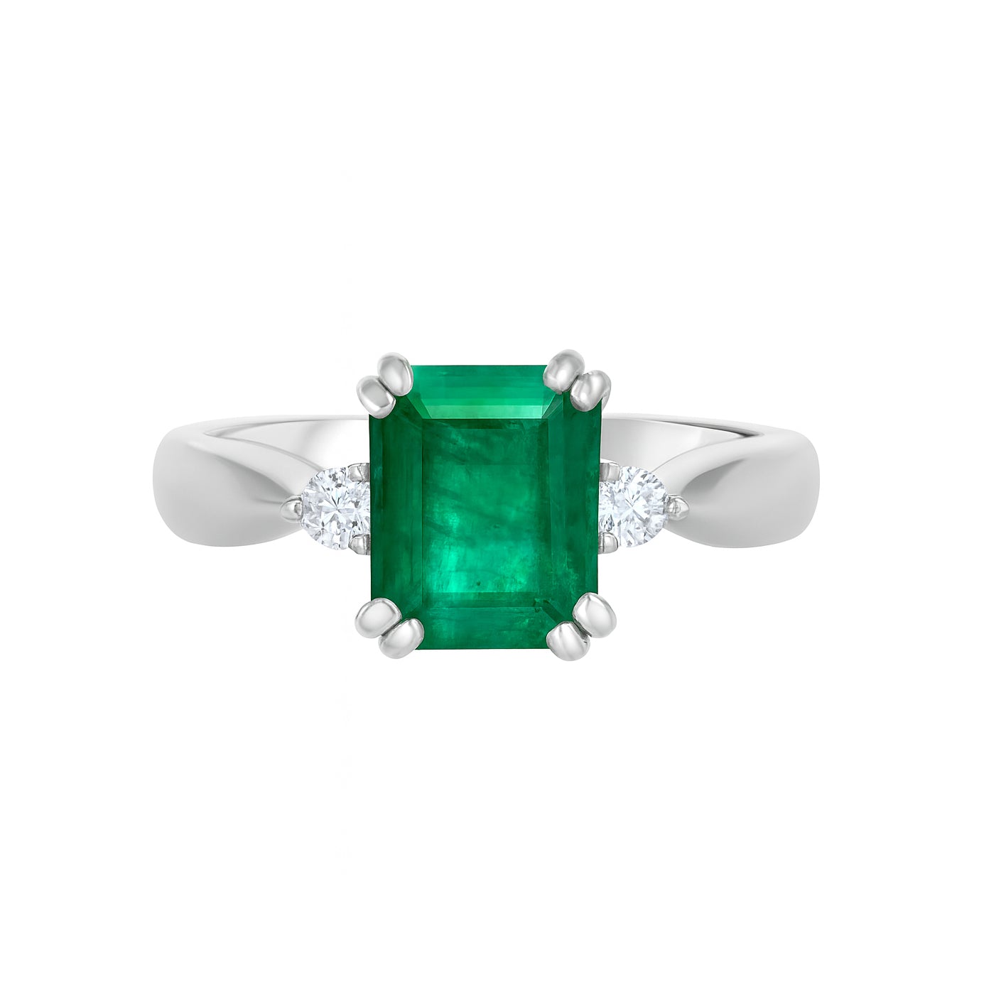 Anello - 18 carati Oro bianco - 2.30ct. tw. Smeraldo - Diamante