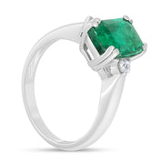 Anello - 18 carati Oro bianco - 2.30ct. tw. Smeraldo - Diamante