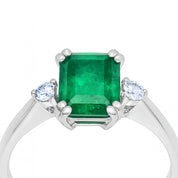 Anello - 18 carati Oro bianco - 2.30ct. tw. Smeraldo - Diamante