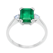 Anello - 18 carati Oro bianco - 2.30ct. tw. Smeraldo - Diamante