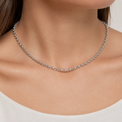 Collana - 18 carati Oro bianco - 0.15ct. tw. Zaffiro - Made in Italy - Handmade