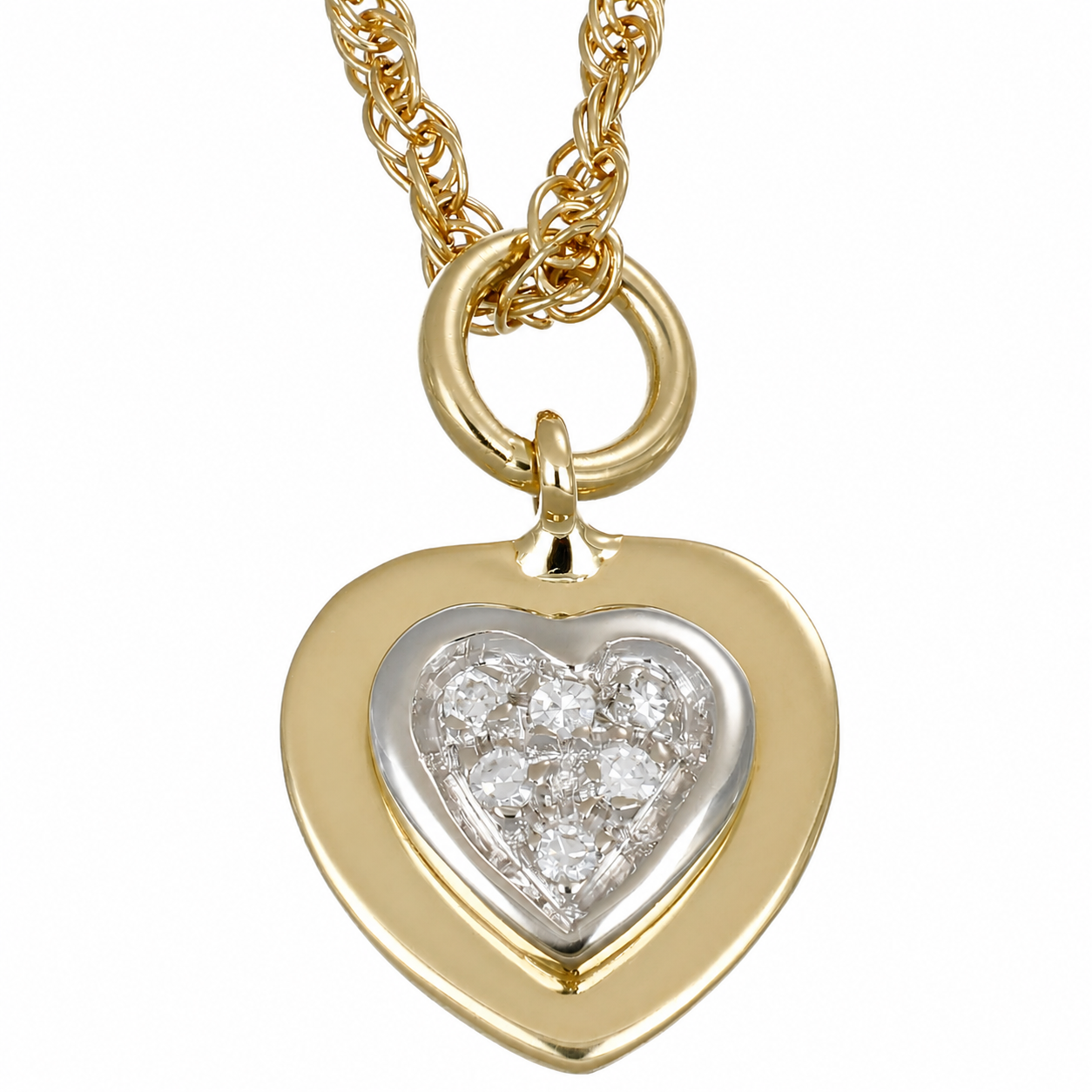 Collana con ciondolo - 18 carati Oro bianco, Oro giallo - 0.06ct. tw. Diamante (Naturale) - Made in Italy - Handmade