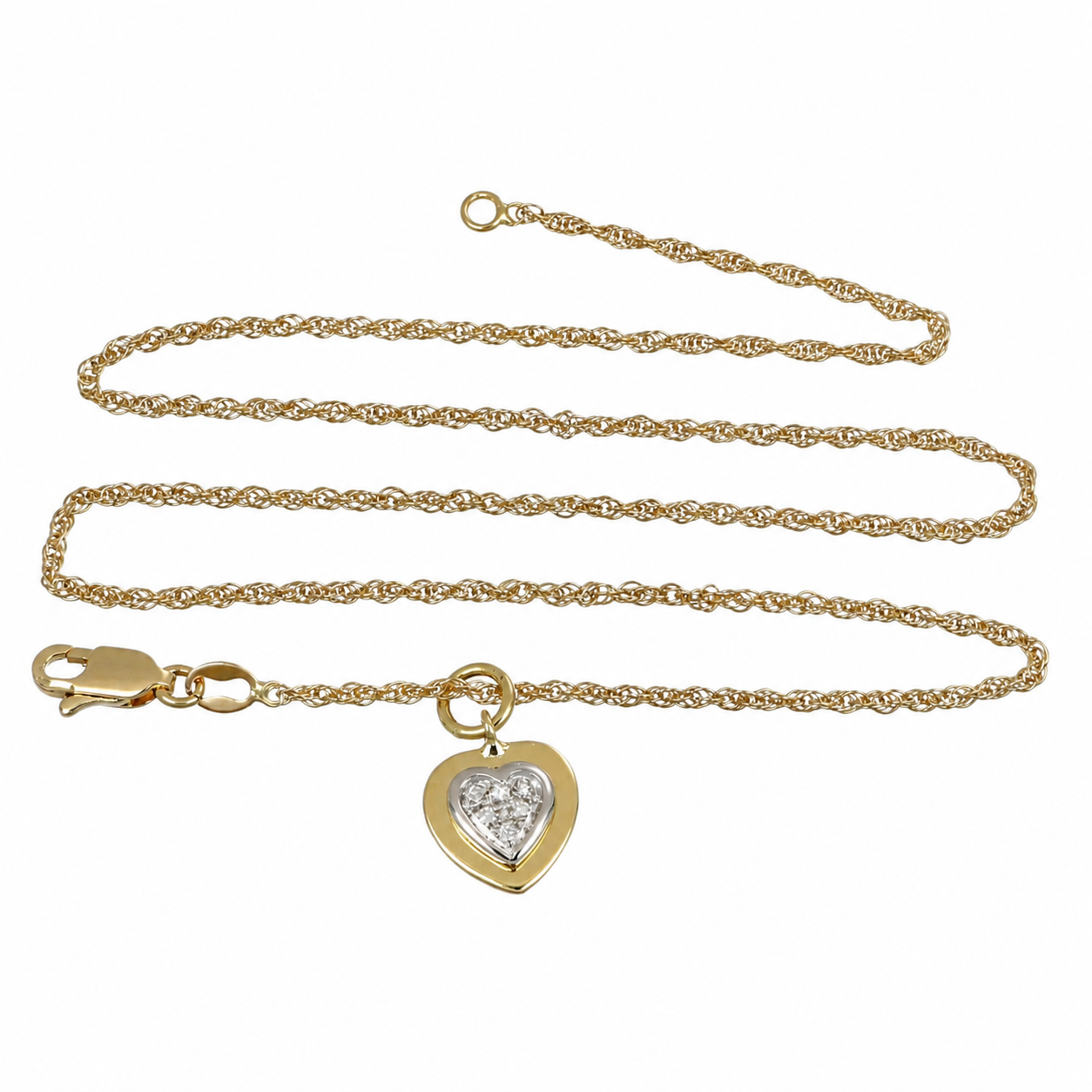 Collana con ciondolo - 18 carati Oro bianco, Oro giallo - 0.06ct. tw. Diamante (Naturale) - Made in Italy - Handmade