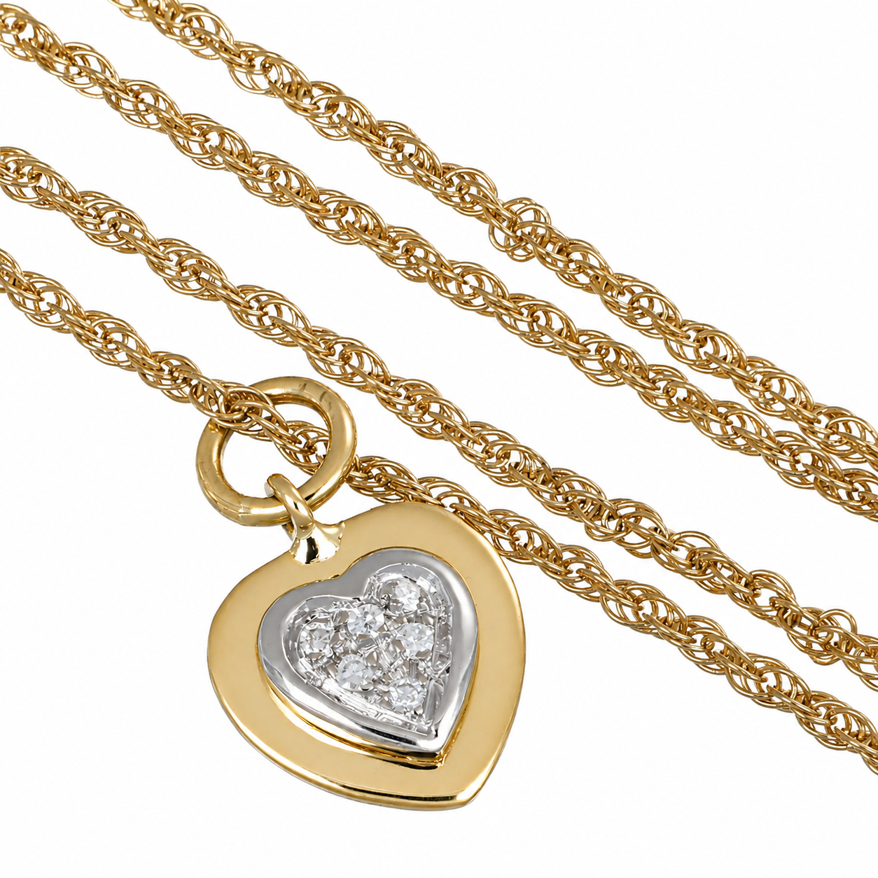 Collana con ciondolo - 18 carati Oro bianco, Oro giallo - 0.06ct. tw. Diamante (Naturale) - Made in Italy - Handmade