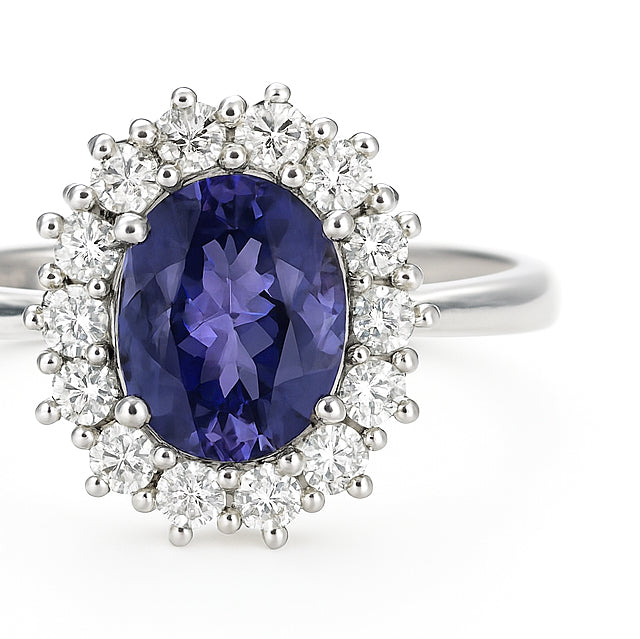 Anello - 18 carati Oro bianco - 2.27ct. tw. Tanzanite - Diamante