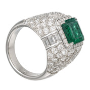 Anello - 18 carati Oro bianco - 8.20ct. tw. Smeraldo - Diamante