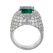 Anello - 18 carati Oro bianco - 8.20ct. tw. Smeraldo - Diamante