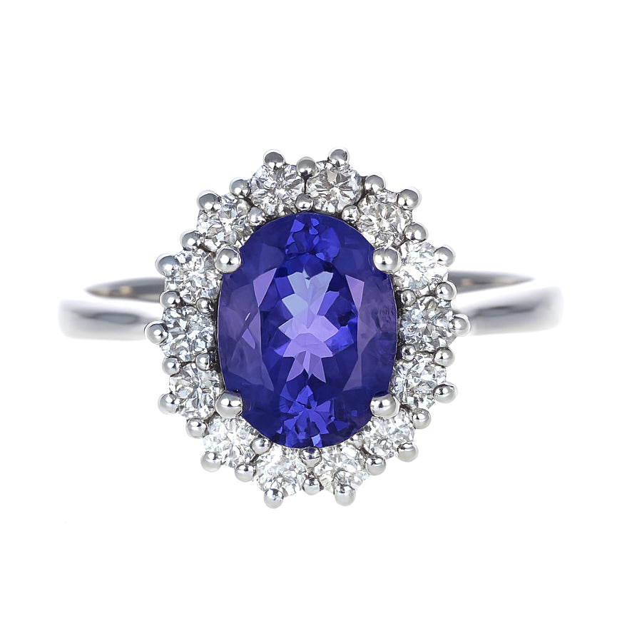 Anello - 18 carati Oro bianco - 2.49ct. tw. Tanzanite - Diamante