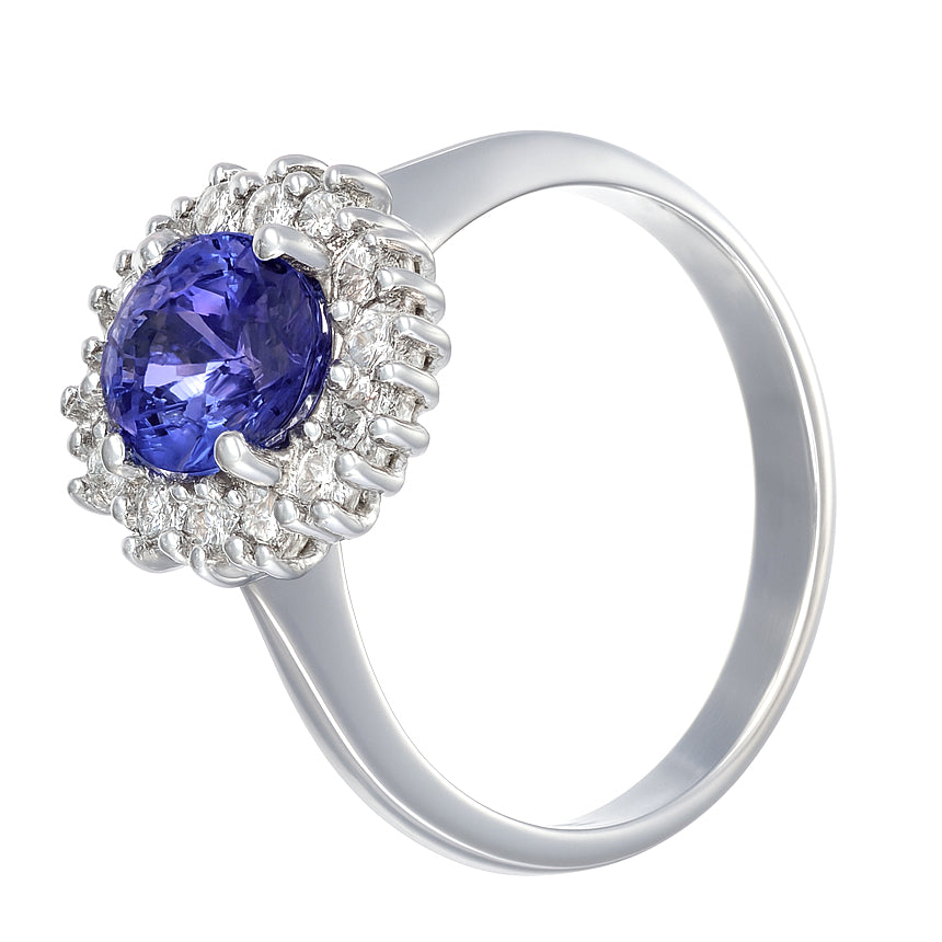 Anello - 18 carati Oro bianco - 2.21ct. tw. Tanzanite - Diamante