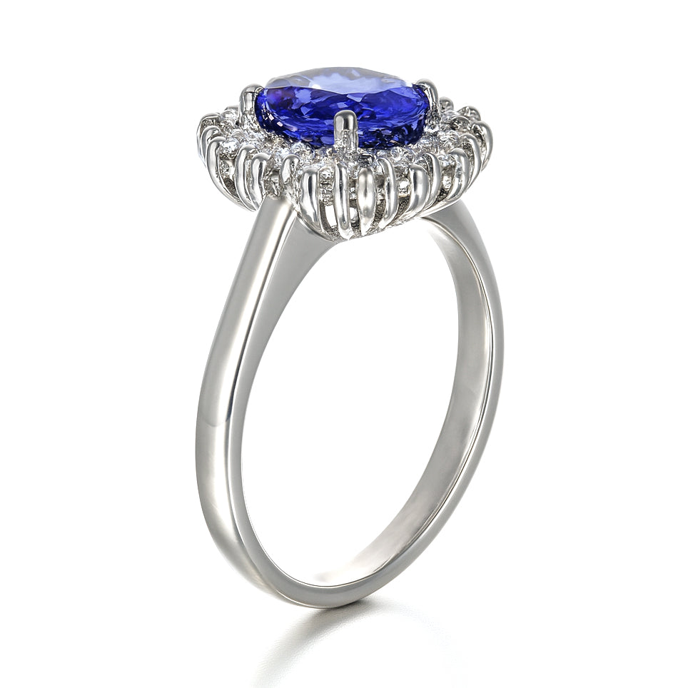 Anello - 18 carati Oro bianco - 2.21ct. tw. Tanzanite - Diamante
