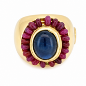 Anello - 18 carati Oro giallo - 4.20ct. tw. Zaffiro - Rubino - Made in Italy