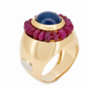 Anello - 18 carati Oro giallo - 4.20ct. tw. Zaffiro - Rubino - Made in Italy