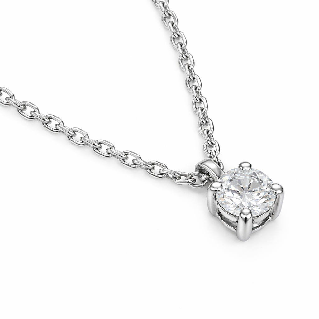 Collana con Ciondolo in oro bianco 18 carati - Diamante 0.05