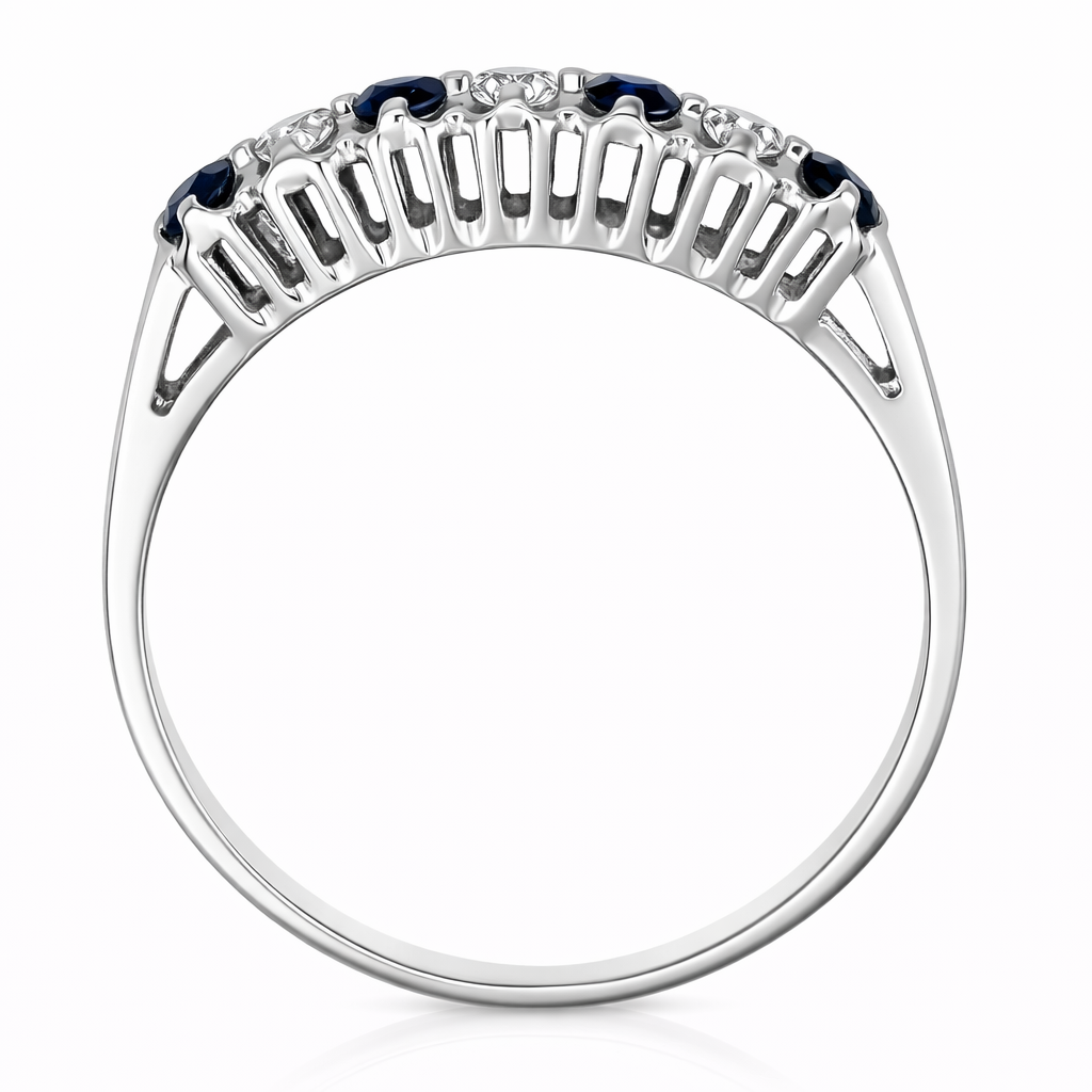 Anello - 18 carati Oro bianco - 0.32ct. tw. Zaffiro - Diamante