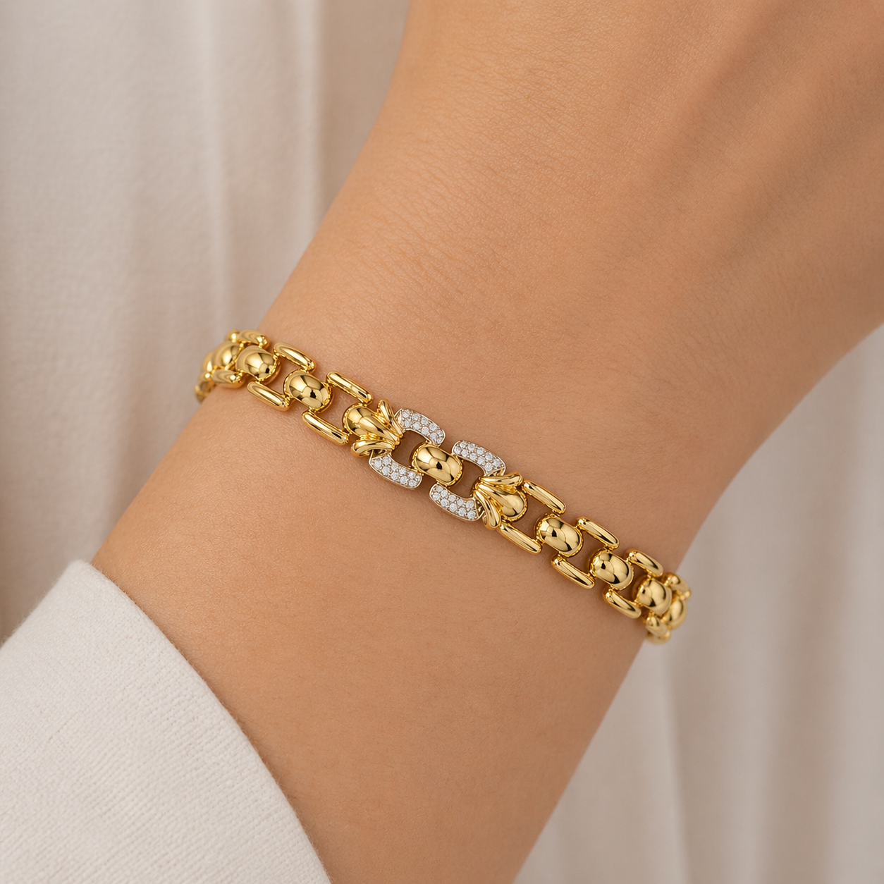 Collana - 18 carati Oro giallo, Oro bianco - 0.54ct. tw. Diamante (Naturale) - Made in Italy - Handmade
