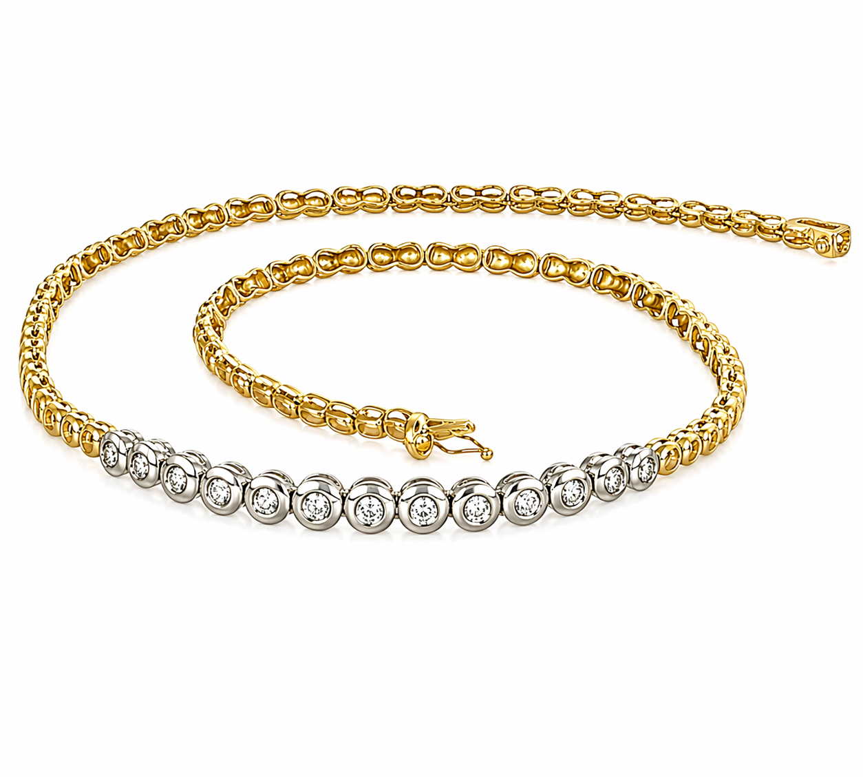 Collana - 18 carati Oro giallo, Oro bianco - 1.00ct. tw. Diamante (Naturale) - Made in Italy - Handmade