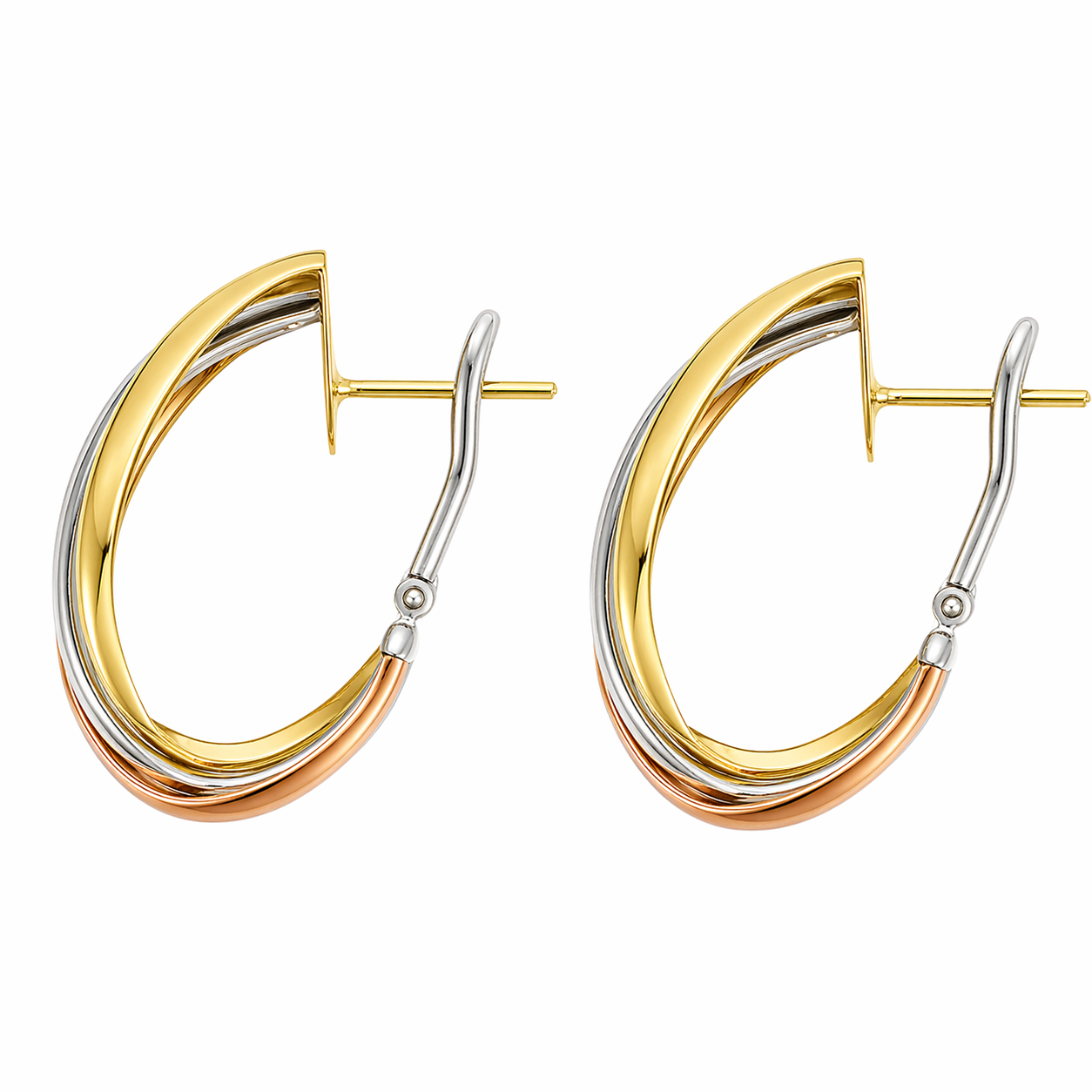 Orecchini - 18 carati Oro bianco, Oro giallo, Oro rosa - 0.12ct. tw. Diamante (Naturale) - Made in Italy - Handmade