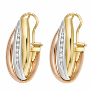 Orecchini - 18 carati Oro bianco, Oro giallo, Oro rosa - 0.12ct. tw. Diamante (Naturale) - Made in Italy - Handmade