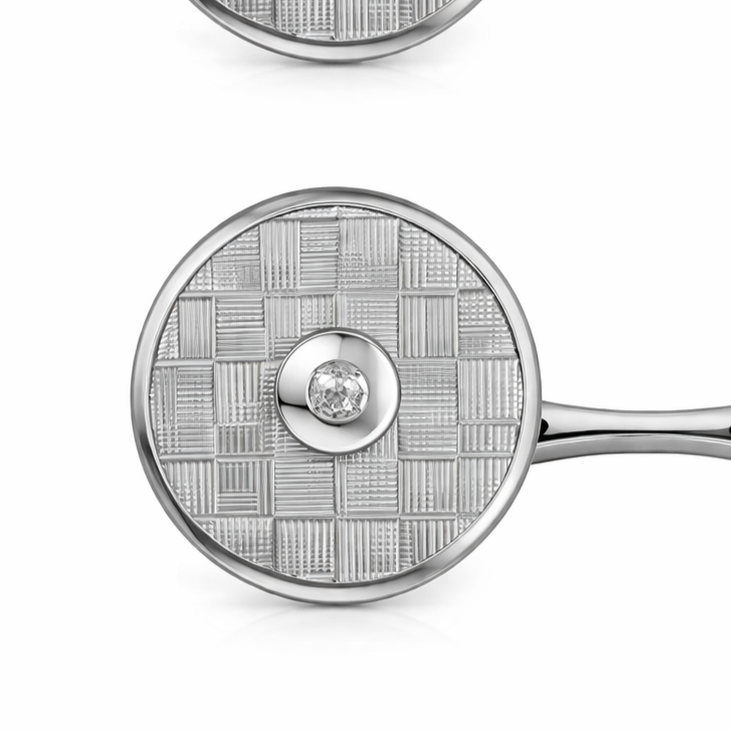 Gemelli - 18 carati Oro bianco - 0.04ct. tw. Diamante (Naturale)