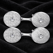 Gemelli - 18 carati Oro bianco - 0.04ct. tw. Diamante (Naturale)