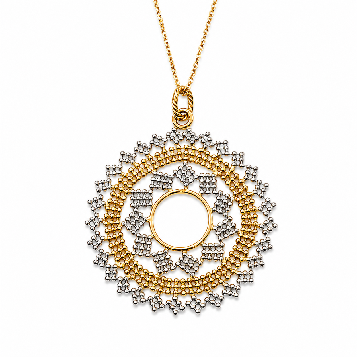 Collana con ciondolo - 18 carati Oro giallo, Oro bianco - Made in Italy - Handmade