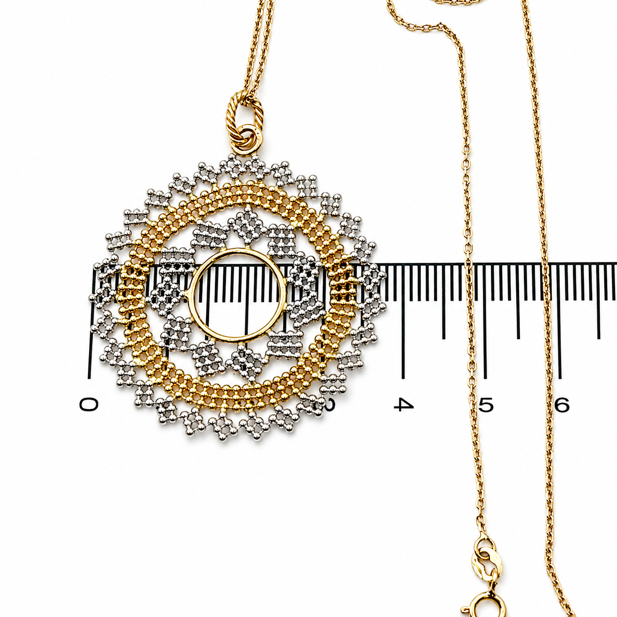 Collana con ciondolo - 18 carati Oro giallo, Oro bianco - Made in Italy - Handmade
