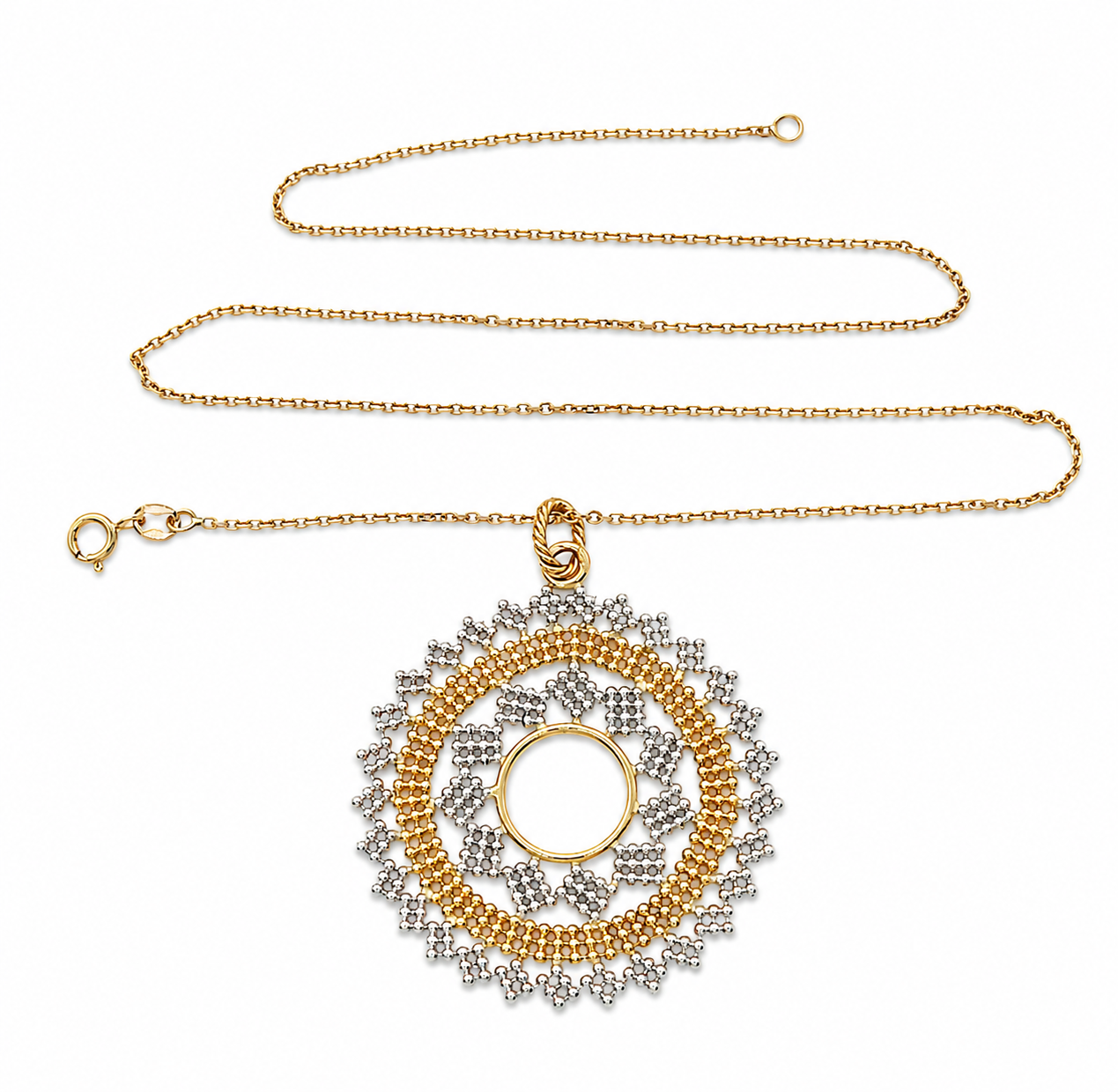 Collana con ciondolo - 18 carati Oro giallo, Oro bianco - Made in Italy - Handmade