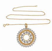 Collana con ciondolo - 18 carati Oro giallo, Oro bianco - Made in Italy - Handmade