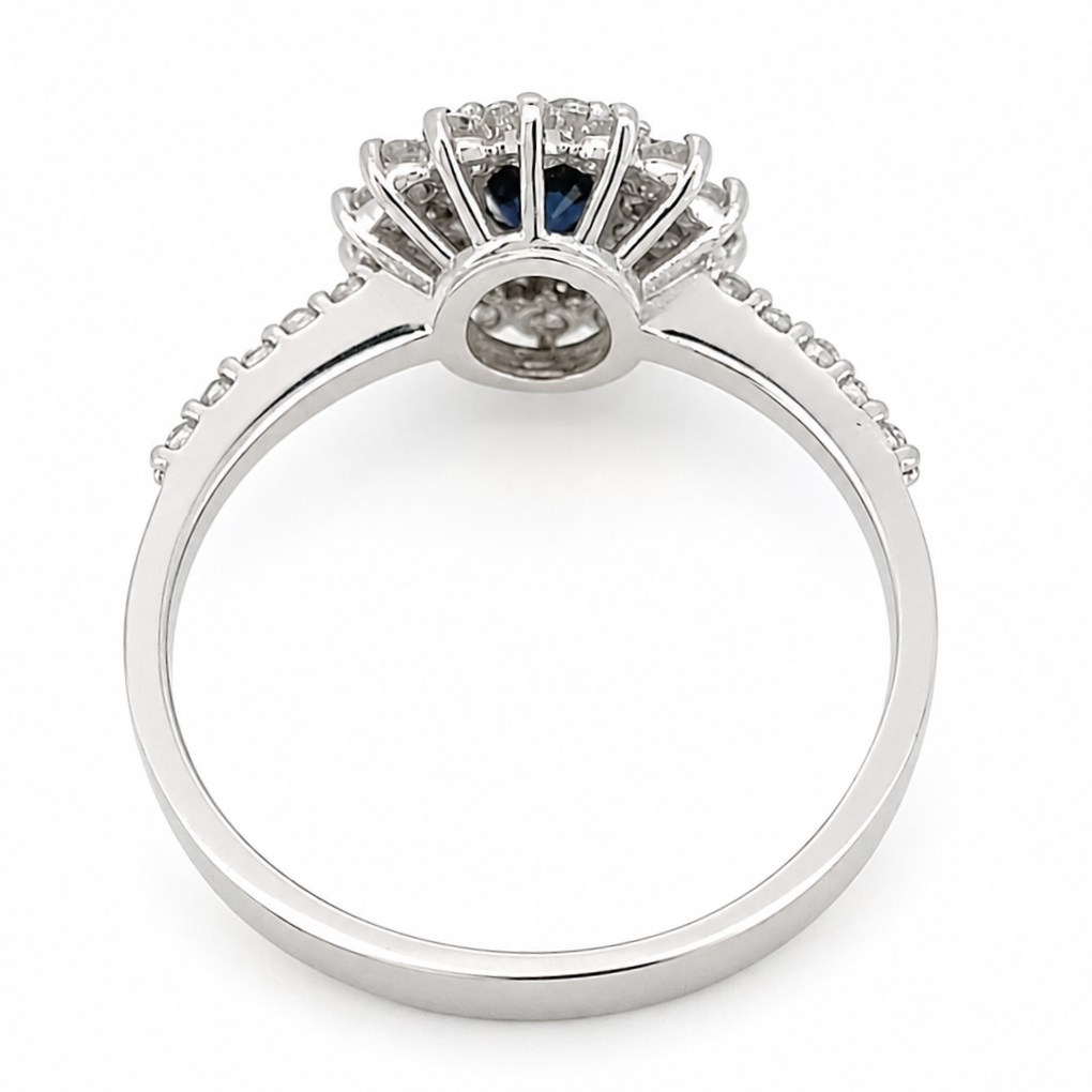 Anello - 18 carati Oro bianco- 0.73ct. tw. Zaffiro - Diamante - Made in Italy - HandMade