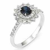 Anello - 18 carati Oro bianco- 0.73ct. tw. Zaffiro - Diamante - Made in Italy - HandMade