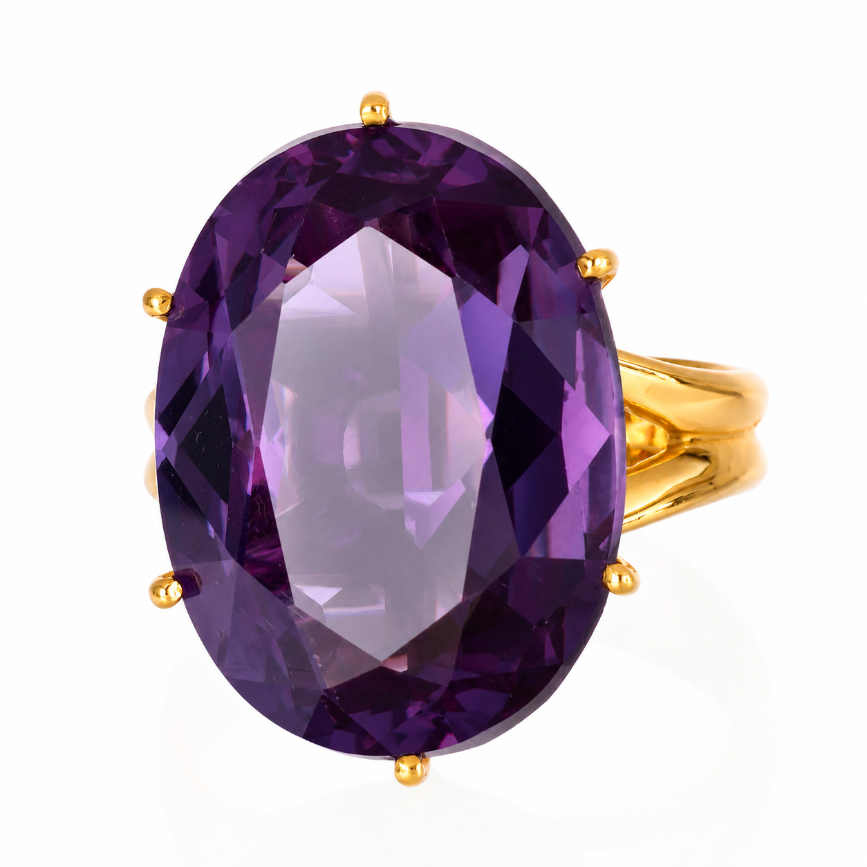 Anello - 18 carati Oro giallo - 20.00ct. tw. Ametista - Made in Italy - HandMade