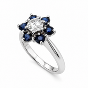Anello - 14 carati Oro bianco - 1.50ct. tw. Zaffiro - Diamante - Made in Italy - HandMade