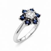 Anello - 14 carati Oro bianco - 1.50ct. tw. Zaffiro - Diamante - Made in Italy - HandMade