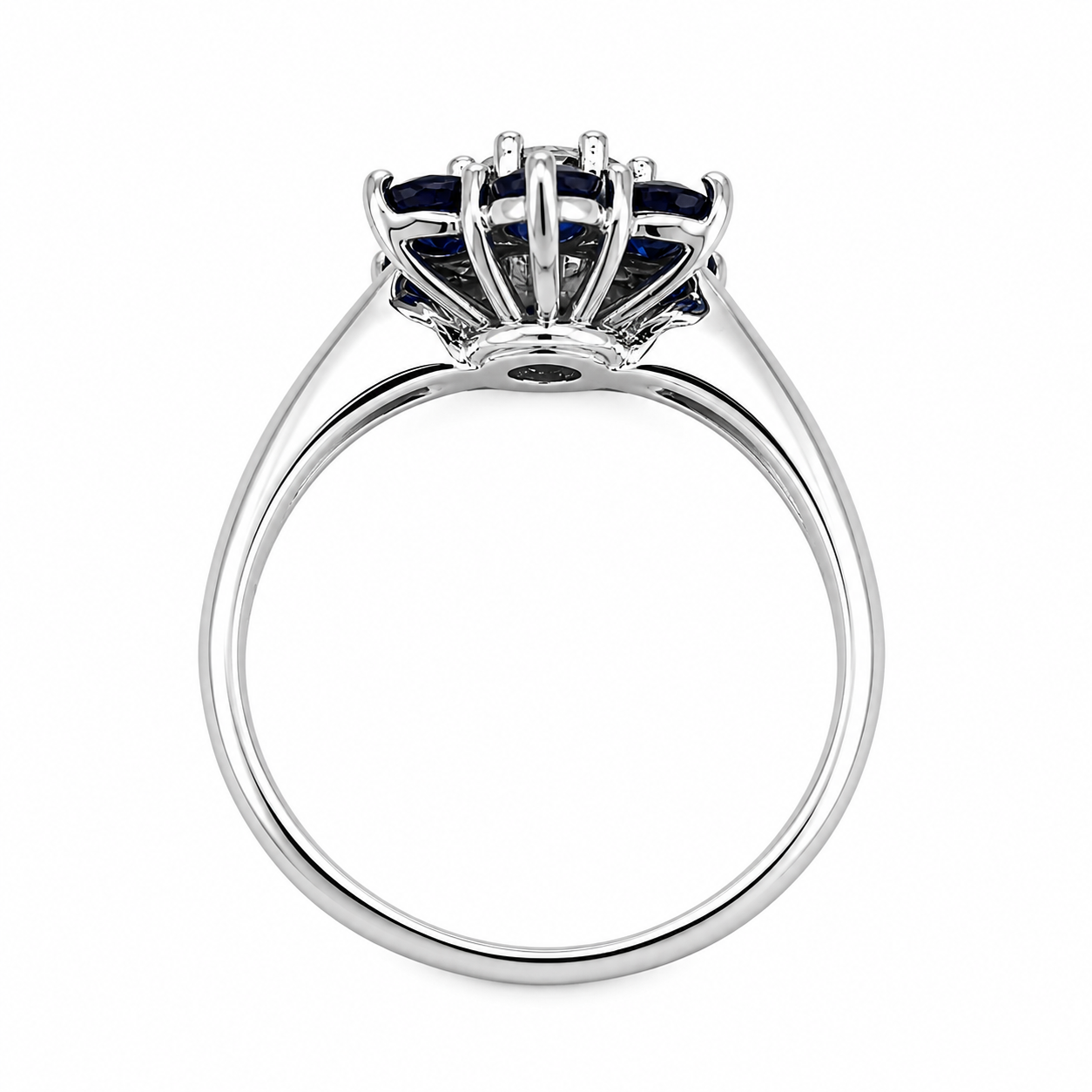 Anello - 14 carati Oro bianco - 1.50ct. tw. Zaffiro - Diamante - Made in Italy - HandMade