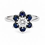 Anello - 14 carati Oro bianco - 1.50ct. tw. Zaffiro - Diamante - Made in Italy - HandMade