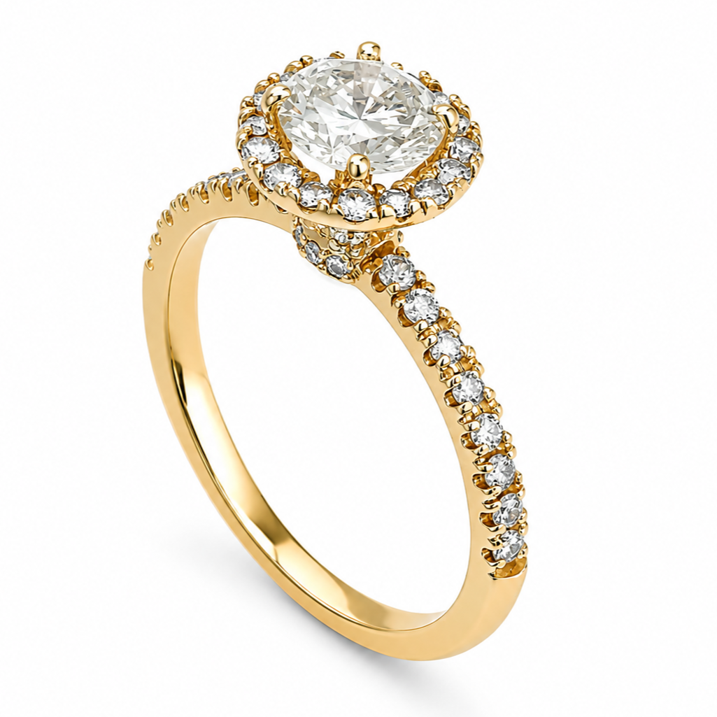 Anello - 14 carati Oro giallo - 1.24ct. tw. Diamante (Naturale) - Made in Italy - HandMade