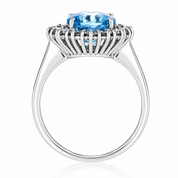 Anello - 14 carati Oro bianco - 3.93ct. tw. Topazio - Diamante - Made in Italy - HandMade