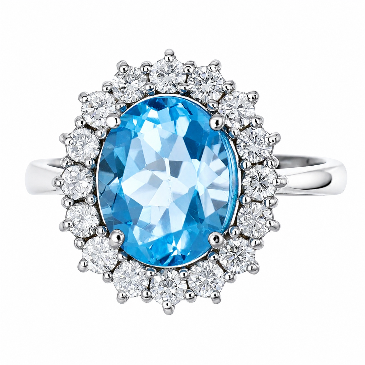 Anello - 14 carati Oro bianco - 3.93ct. tw. Topazio - Diamante - Made in Italy - HandMade