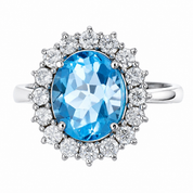 Anello - 14 carati Oro bianco - 3.93ct. tw. Topazio - Diamante - Made in Italy - HandMade