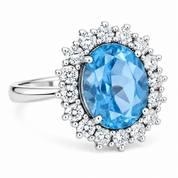 Anello - 14 carati Oro bianco - 3.93ct. tw. Topazio - Diamante - Made in Italy - HandMade