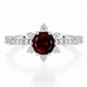 Anello - 14 carati Oro bianco - 1.40ct. tw. Granato - Diamante