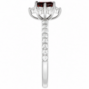 Anello - 14 carati Oro bianco - 1.40ct. tw. Granato - Diamante