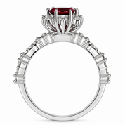 Anello - 14 carati Oro bianco - 1.40ct. tw. Granato - Diamante