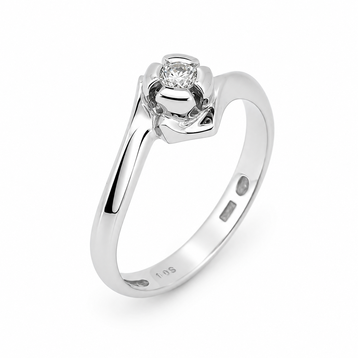 Anello - 18 carati Oro bianco - 0.10ct. tw. Diamante (Naturale)