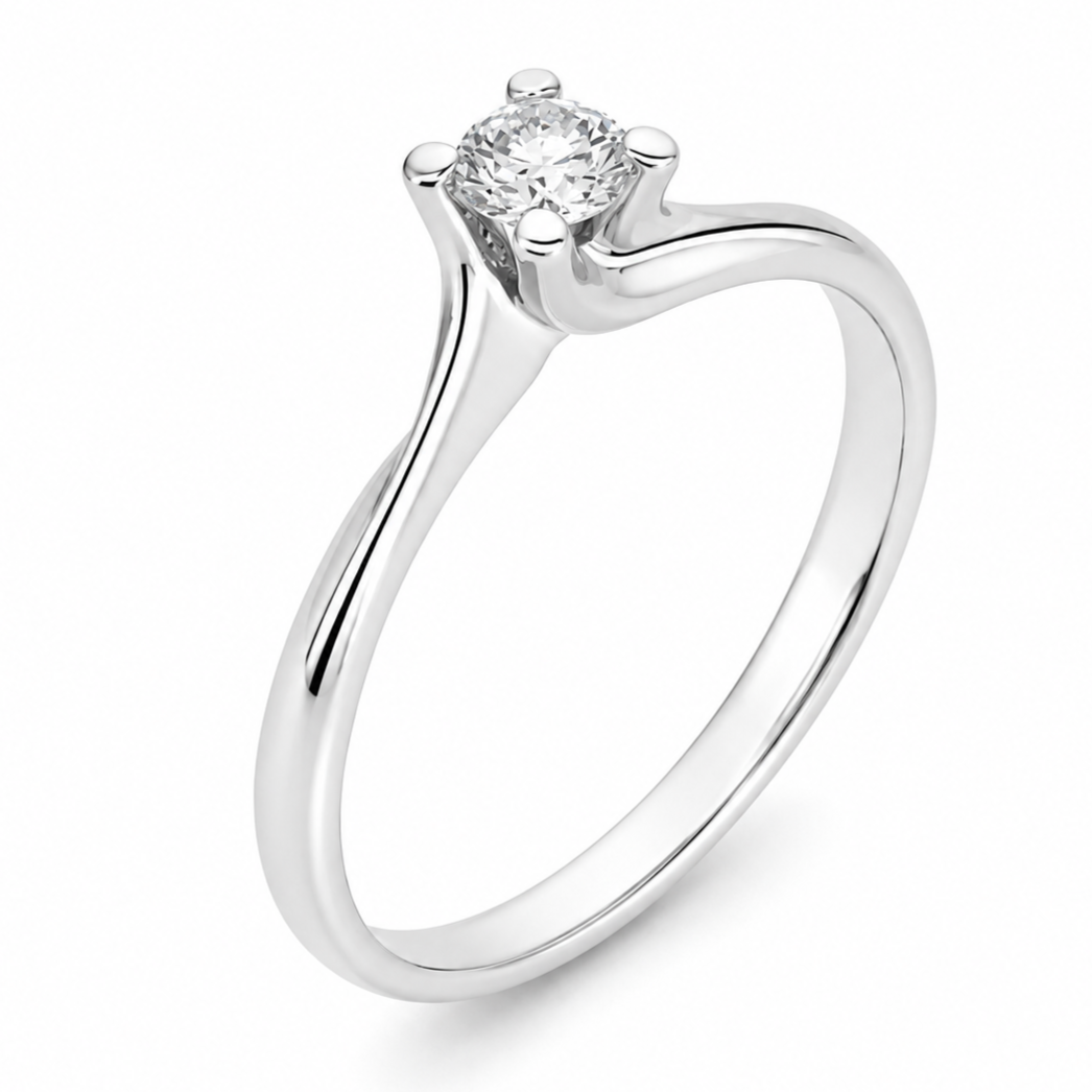 Anello - 18 carati Oro bianco - 0.18ct. tw. Diamante (Naturale) - Made in Italy - Handmade