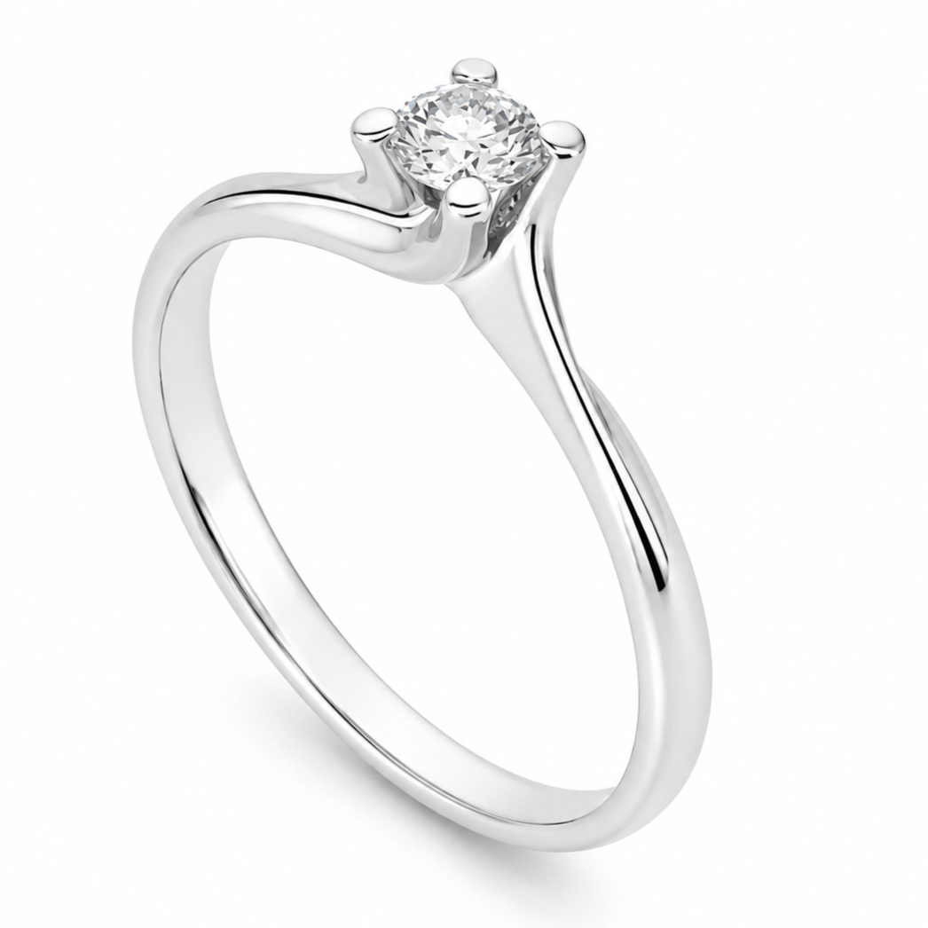 Anello - 18 carati Oro bianco - 0.18ct. tw. Diamante (Naturale) - Made in Italy - Handmade